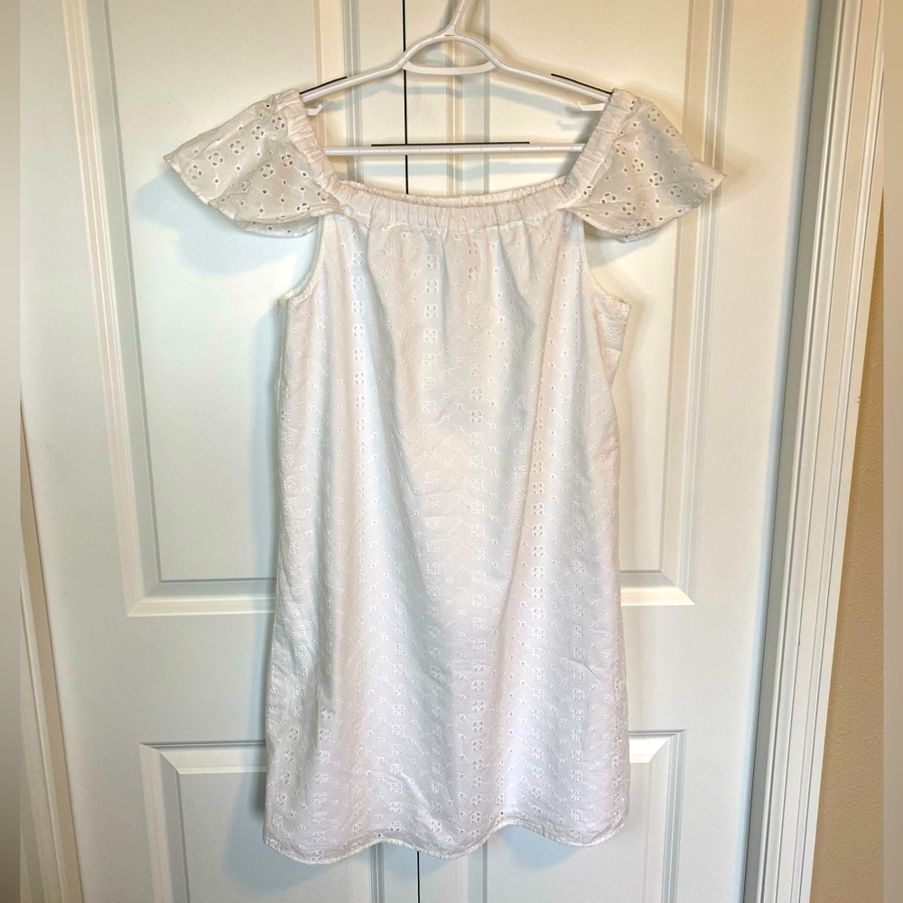 NWOT J.Crew white eyelet off-shoulder dress, size medium